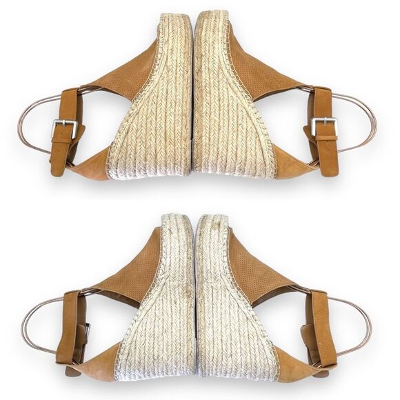 Marc Fisher Annie Perforated Espadrille Platform Wedge Medium Tan Suede Size 11 - Picture 14 of 16